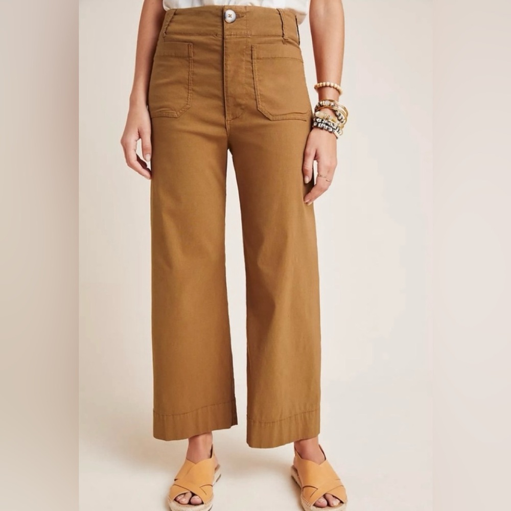 ANTHROPOLOGIE Size 32 Colette Wide Leg High Rise Trousers cropped 26” inseam